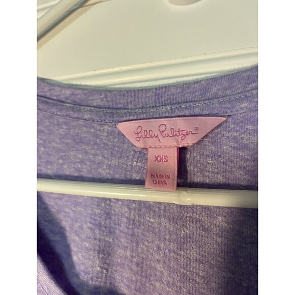Lilly Pulitzer T Shirt Womens XXS - Comfy, soft Tabbed sleeves lavender Linen - Picture 2 of 9
